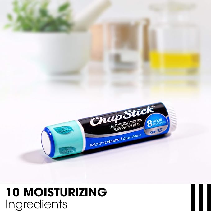 ChapStick Moisturizer 2-in-1 Lipcare SPF 15 Cool Mint 3-Pack + Classic Spearmint Lip Balm 2-Pack, 0.15 Oz Ea (5 Piece Set)
