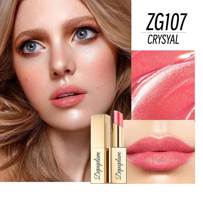 Peach Pink Lipstick Moisturizing for Women Shimmer Tinted Lip Balm Hydrating Nourishing Lip Gloss Vegan& Cruelty Free Lip Makeup, ZG107 Candy