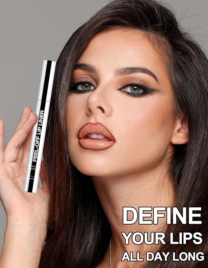 Erinde Peel Off Lip Liner Stain, Long Lasting Tattoo Lip Liner with Tweezer, Matte Finish Peel Off Lip Stain, Waterproof Transfer Proof Lip Stain Peel Off, Non-Stick Cup Nude Lip Stain Lipliner, 04
