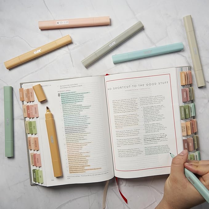 BLIEVE- Aesthetic Bible Highlighters No Bleed Through Assorted Colors, Cute Highlighter Dual Tip For Journaling Supplies And School Accessories, Bible Highlighters And Pens No Bleed (BOHO EARTH)