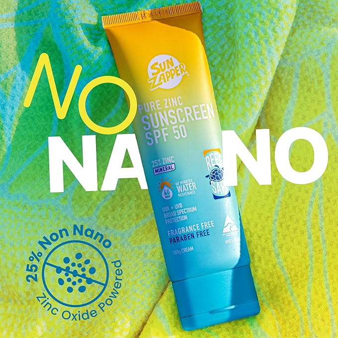 Sun Zapper Pure Zinc Mineral Sunscreen SPF 50, Reef Safe, Broad Spectrum UVA + UVB Protection, 25% Zinc, Water Resistant, Fragrance Free, Paraben Free, No White Cast, Natural Sun Cream - 3.52 Ounce