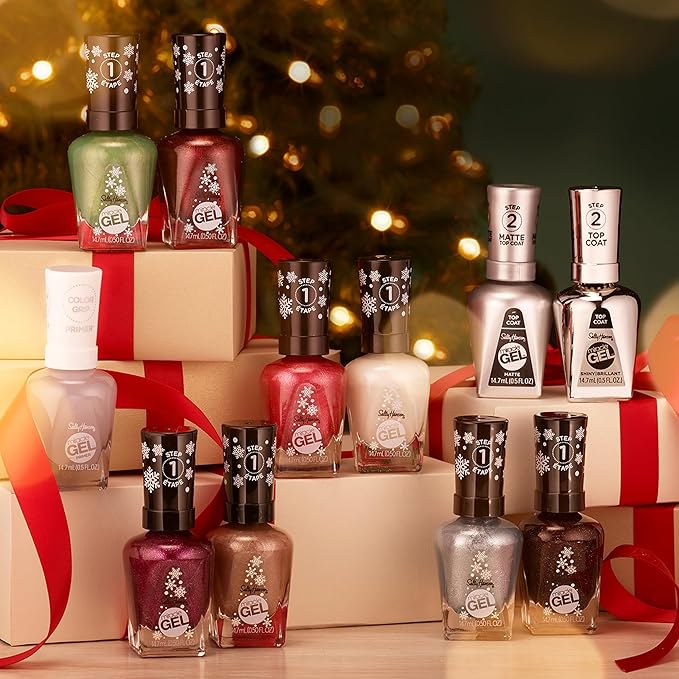 Sally Hansen Miracle Gel, Holiday Duo, Quick Dry, Long Lasting, Opaque, Shimmery Duo Pack Nail Polishes