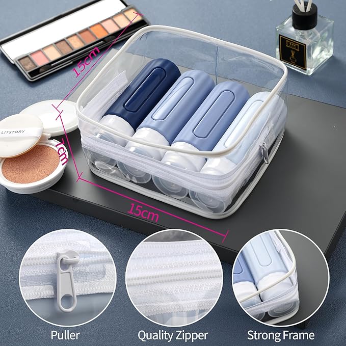 16 Pack Travel Bottles for Toiletries, Leakproof Travel Containers for Toiletries, TSA Approved Silicone Travel Accessories Squeezable Refillable 3oz for Shampoo Conditioner Lotion