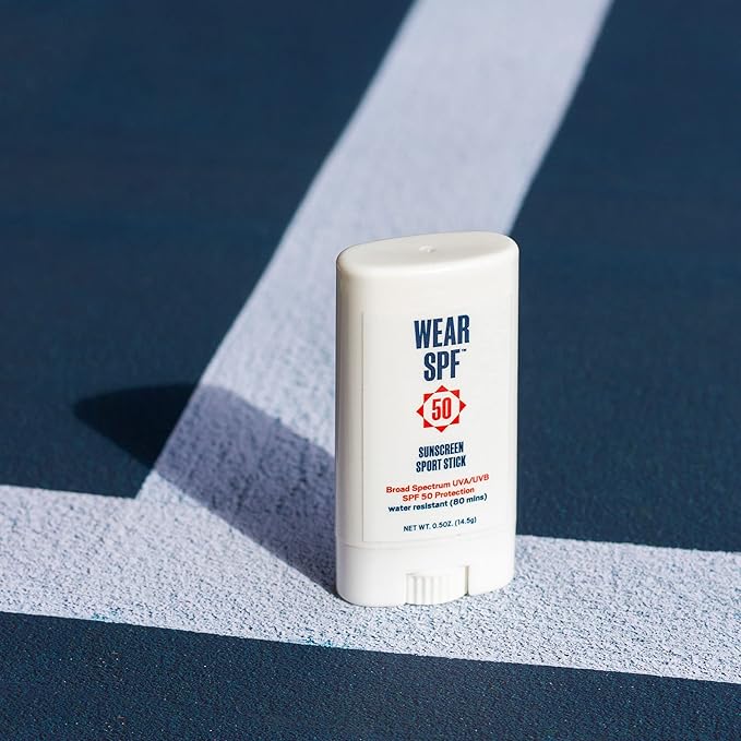 50 Sunscreen Sport Stick with Broad Spectrum SPF 50 UVA/UVB Protection, Sweat- & Water-Resistant Portable Hands-Free Stick for Face & Body, 0.5 oz.