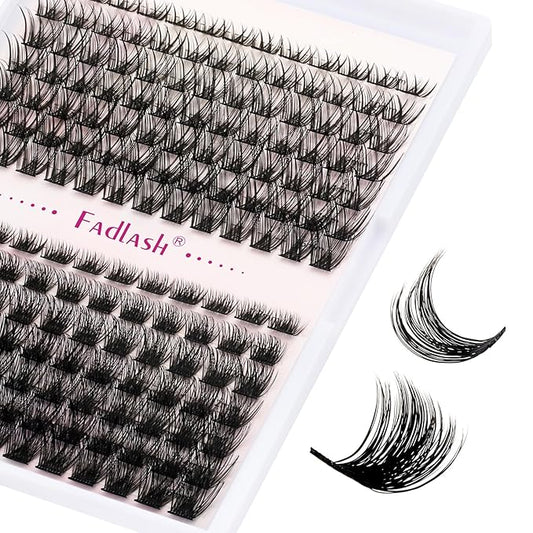 Lash Clusters DIY Eyelash Extensions 175 Clusters Lashes D Curl 0.07 Natural Individual Lash Extensions Mixed Tray False Eyelashes Soft & Strong Thin Band DIY at Home (F26+F27-0.07D, 8-16mm)