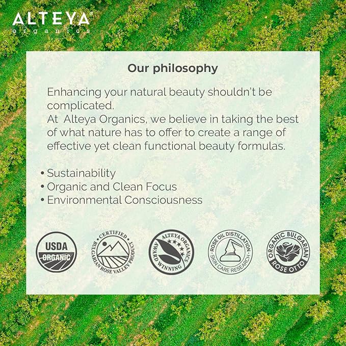 Alteya High-Potency Rose Water USDA Organic Facial Toner, 6000 Roses in a Bottle, 6.8 Fl Oz/200mL Pure Bulgarian Rosa Damascena Flower Water, Award-Winning Moisturizer in Miron Biophotonic Glass