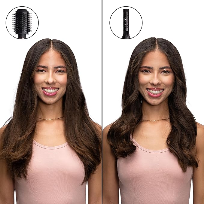 Foxybae Super Styler – 4-in-1 Blow Dryer Brush Set - Diffuser, Blowout Brush, 1.25” Curling Barrel & Drying Cylinder - Voluminous, Frizz-free Hair - Blow Dryer, Straightener & Curler [Black Rose-Gold]