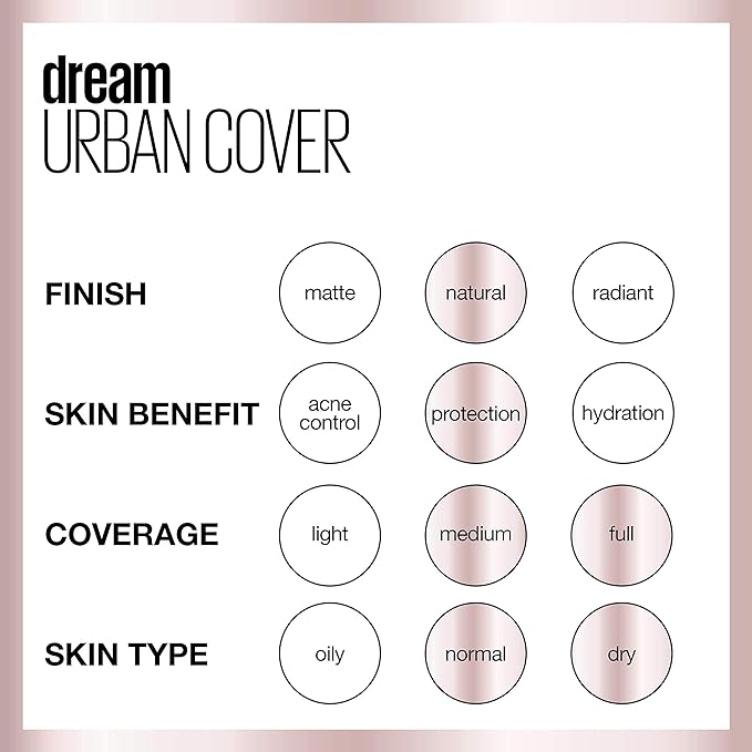Maybelline Dream Urban Cover Flawless Coverage Foundation Makeup, SPF 50, Cappuccino