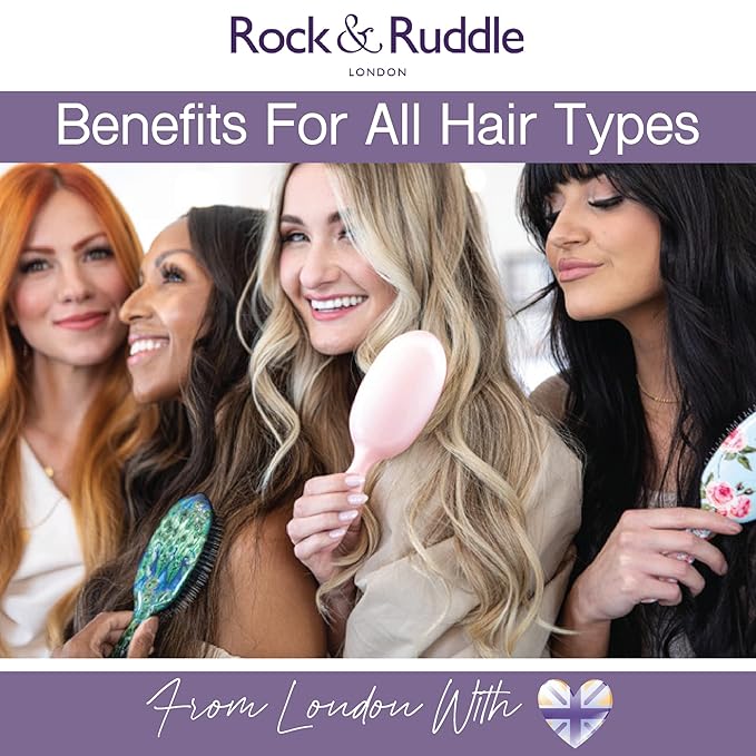 Rock & Ruddle Natural Mixed Bristle Hair Brush for Women & Kids. Perfect for Wet or Dry Hair Detangling, Smoothing and Blowdrying. Brings out a Healthy Shine. Ballet Dancers, Large (21 cm)
