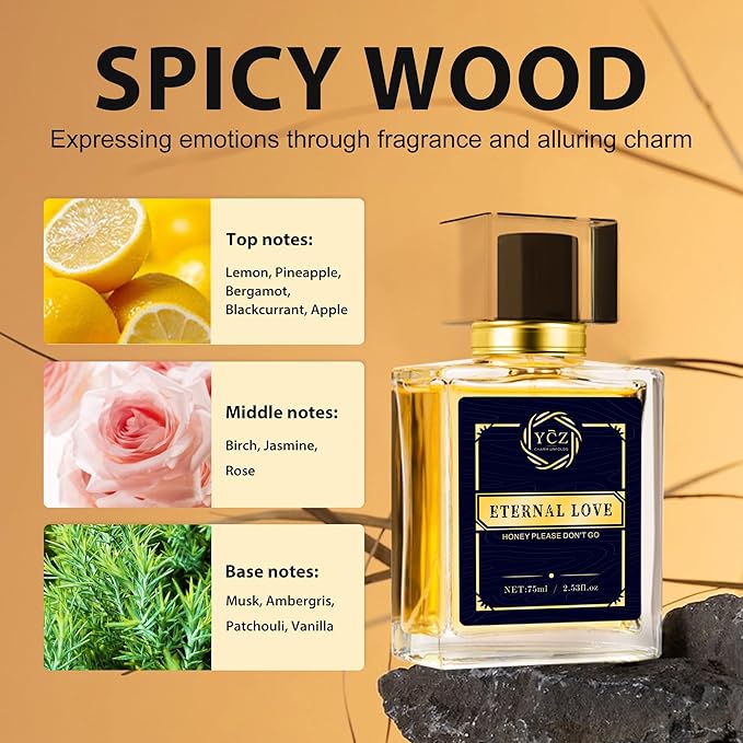 Ycz Carnival Perfume Men Eau de Parfum Spray - Spicy Wood Lasting Vanilla Fragrance-Ideal Long-Lasting Men Perfumes, Carnival Cologne For Special Occasions Daily Elegance, 2.6oz(75ml)