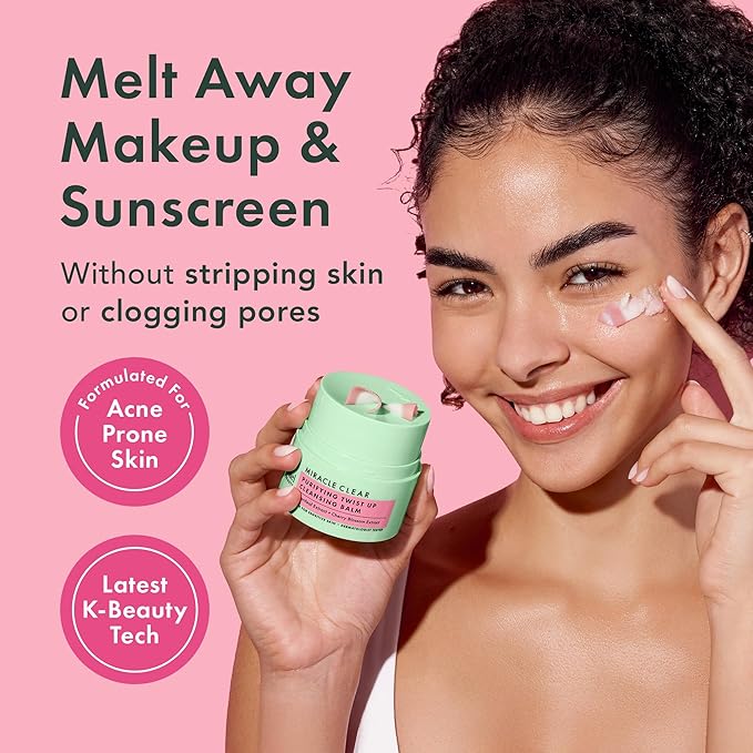 Rael Makeup Remover, Miracle Clear Cleansing Balm – Twist-Up Makeup Remover Balm with Rice Bran & Jojoba Oils, Korean Skin Care (1.69 fl oz)