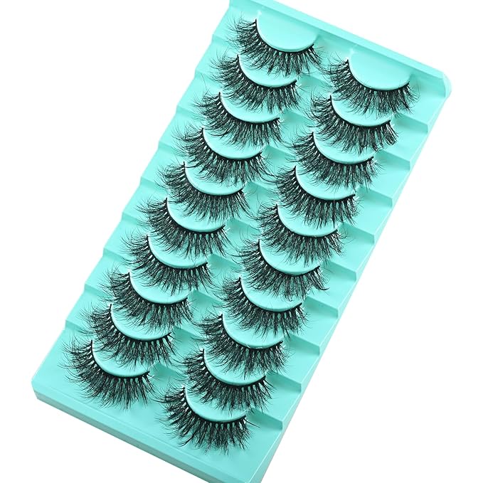False Lashes Fluffy Eyelashes Wispy Mink Strip Eyelash 10 Pair Short Natural Lash Pack Soft Pestañas Set Natural Look (Wispy Lash | 8-17mm)