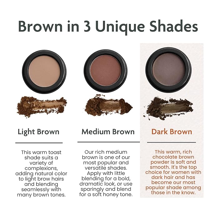 Dark Brown Eyebrow Powder – Long-Lasting, Waterproof, Smudge-Proof Brow Powder for Natural, Defined Brows – Vegan & Cruelty-Free Eyebrow Makeup by Marie-José - Made in USA