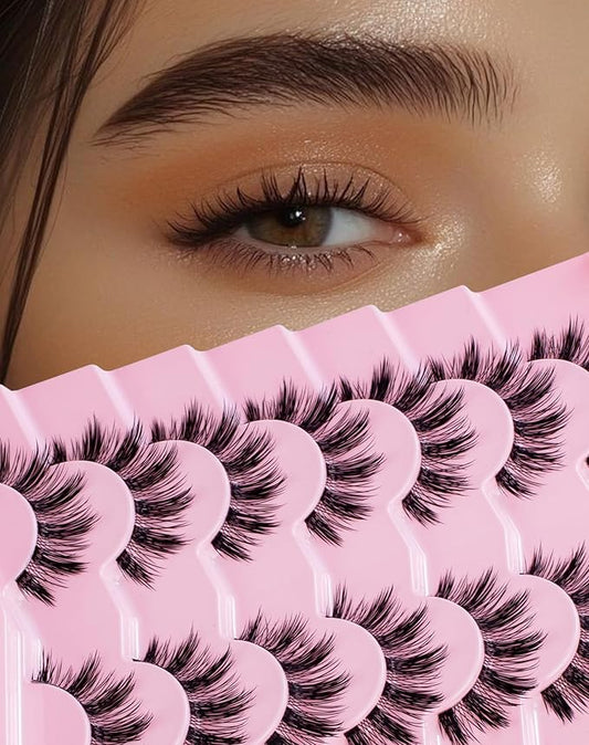 Anime Manga Lashes Natural Look False Eyelashes Wispy Spiky Eyelashes Korean Japanese Asian Cosplay Fake Lashes 7 Pairs Date-12