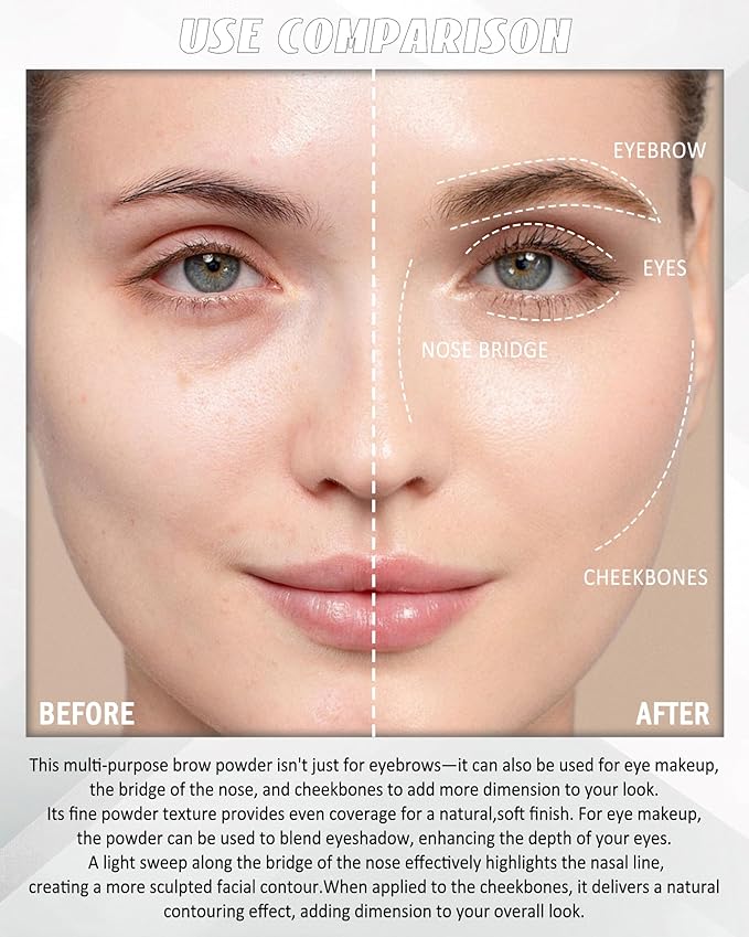 Eyebrow Powder Kit,3 Color Dark Medium Light Brown Eye Brow Powder Palette with Razor Brush, Long Lasting Waterproof Brow Filler Fill & Sculpt Full Eyebrows, Thanksgiving Makeup Gift Set for Women-01