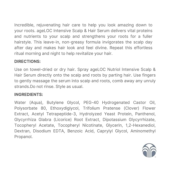 Nu Skin ageLOC Nutriol Scalp & Hair Serum | Nourishing Formula for Fuller, Thicker, and Healthier Hair | Antioxidant | Non-Greasy Serum | Scalp Care, Daily Hair Serum | 75ml