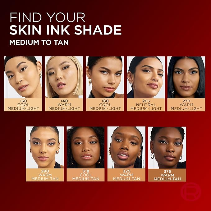 L'Oreal Paris Infallible Skin Ink 2-in-1 Foundation Concealer Hybrid Face Makeup, up to 48HR Transfer-Resistant with Buildable Light to Full Coverage, 130 Medium Cool