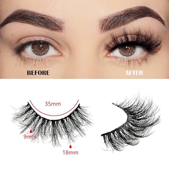 FARRED Natural Lashes Short False Eyelashes Wispy Mink Eye Lash Fluffy Wispies Eyelash Natural Look 10 Pairs Fake Lashes Pack Volume Lash Strips Pestañas