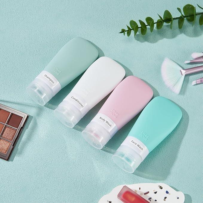 INSFIT Portable Travel Bottles, TSA Approved Leak Proof Containers for Toiletries, BPA Free Refillable Accessories for Shampoo, Body Wash, Liquids (4 Pack)