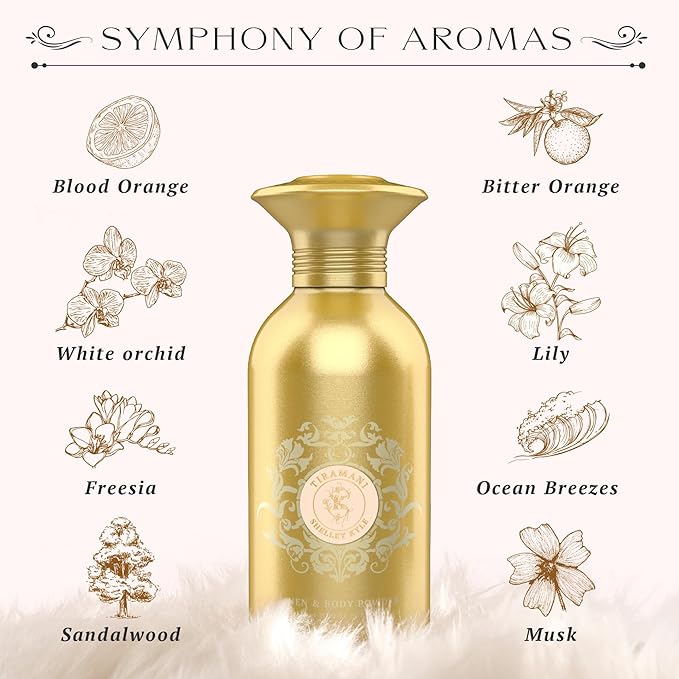 Talc-Free Body Powder for Women for Daily Use and After Bath with Fragrant Dusting Powder - Tiramani 365 g (Puff not Included)