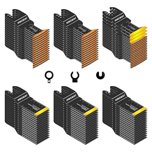 100PCS Titanium Oscillating Tool Blades, Professional Curved Edge Saw Blades Metal Wood Plastic Cuts 4 Types Quick Release Multi Tool Blades Compatible with Dewalt Milwaukee Ryobi Rockwell