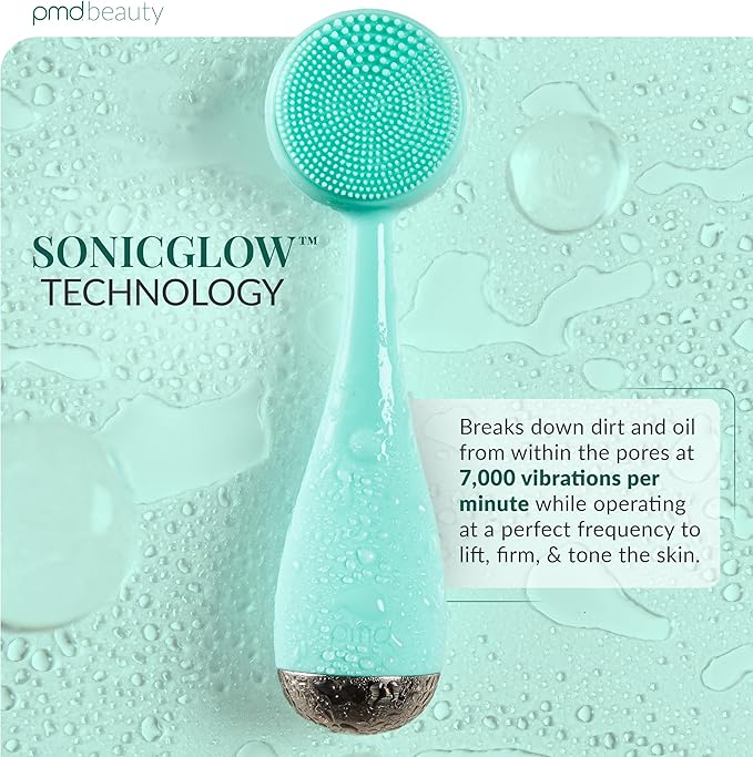 PMD Beauty: Electric Facial Cleansing Brush - Smart Facial Device with Silicone Brush & Anti-Aging Massager, Teal