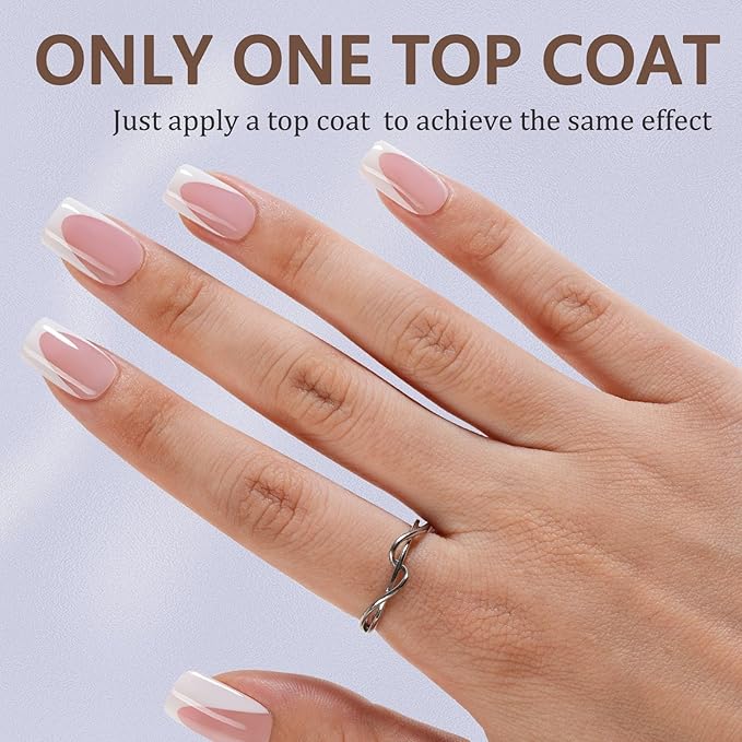 Misssix French Gel Nail Tips, 160Pcs Deep Almond French Tip Press on Nails Short Square, No Need to File Tips Pre-lasting, Fake Nails for Nail Art DIY 16 Sizes