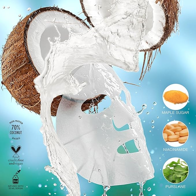 STARSKIN After Party 1x40g, Bio-Cellulose Brightening Face Mask for all Skin Types, Korean Skincare Mask infused with Vitamin C Serum and Niacinamide, Energizing and Soothing, K Beauty Skincare