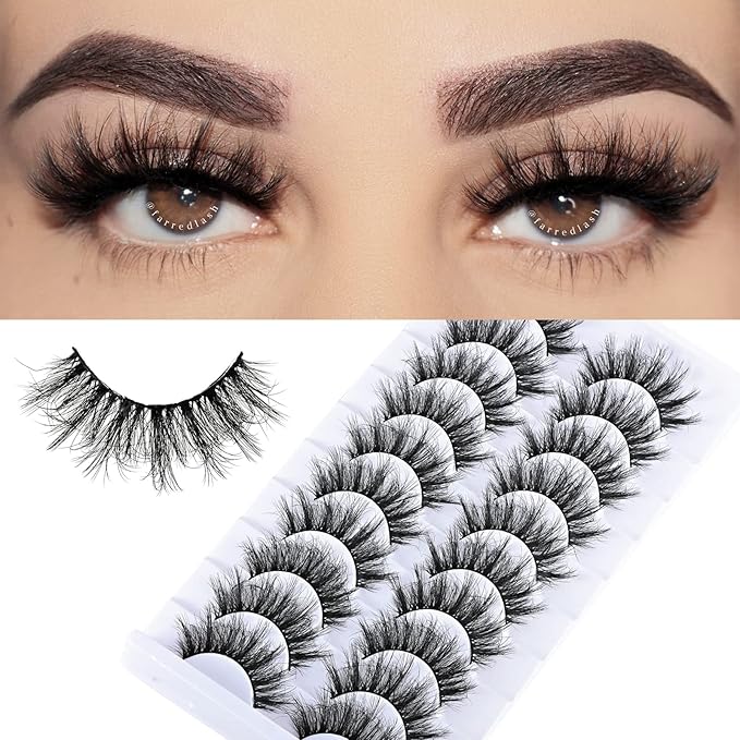 FARRED Natural Lashes Short False Eyelashes Wispy Mink Eye Lash Fluffy Wispies Eyelash Natural Look 10 Pairs Fake Lashes Pack Volume Lash Strips Pestañas