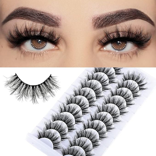 FARRED Natural Lashes Short False Eyelashes Wispy Mink Eye Lash Fluffy Wispies Eyelash Natural Look 10 Pairs Fake Lashes Pack Volume Lash Strips Pestañas