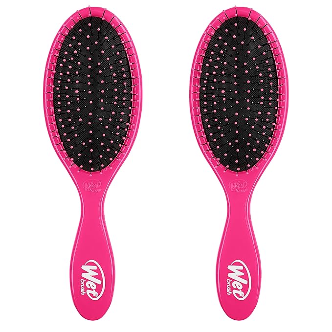 Wet Brush Original Detangler Hair Brush, Pink, Ultra-Soft IntelliFlex Bristles, Detangling Bristles Glide Through Tangles (Wet Dry & Damaged Hair), Women & Men (Pack of 2)