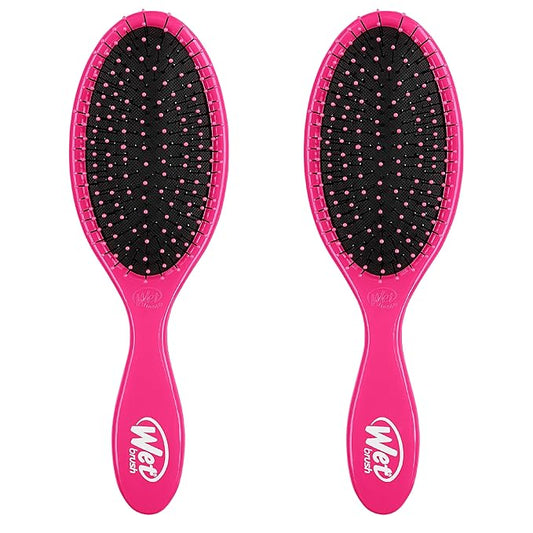 Wet Brush Original Detangler Hair Brush, Pink, Ultra-Soft IntelliFlex Bristles, Detangling Bristles Glide Through Tangles (Wet Dry & Damaged Hair), Women & Men (Pack of 2)