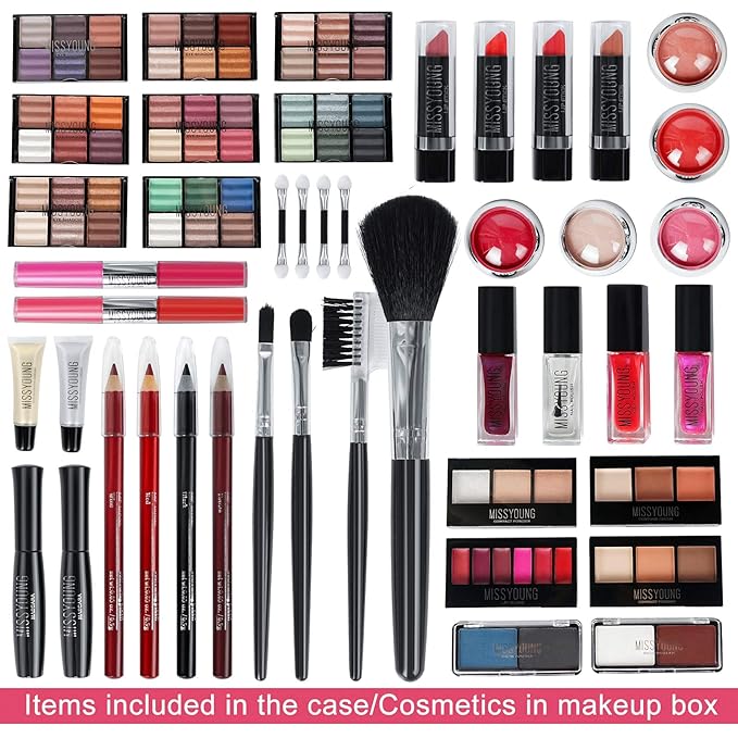 All In One Makeup Kit Multi-Purpose Combination Makeup Surprise Gift Set Beauty Full Makeup Essential Starter Kit, Compact and Lightweight Design for Girls Women and Make Up Beginners