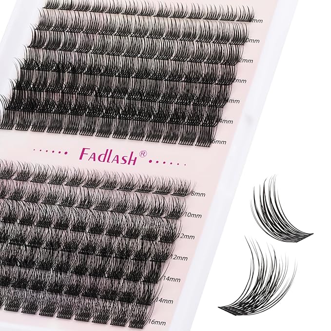 Lash Clusters DIY Eyelash Extensions 175 Clusters Lashes D Curl 0.07 Natural Individual Lash Extensions Mixed Tray False Eyelashes Soft & Strong Thin Band DIY at Home (F24+F25-0.07D, 8-16mm)