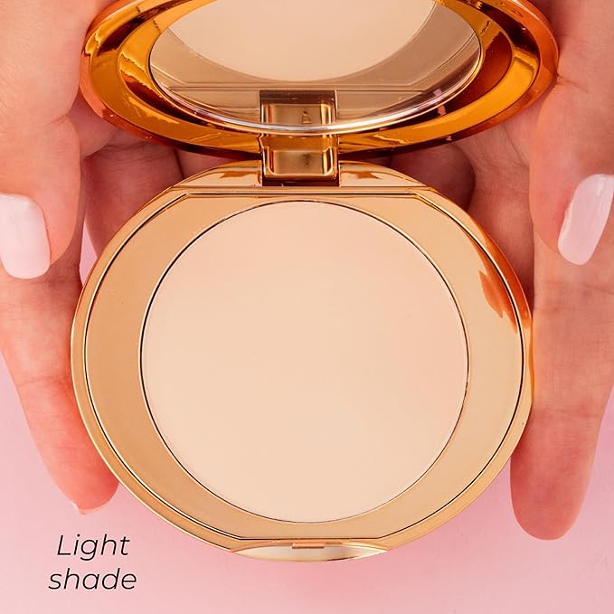 MCoBeauty - Miracle Flawless Pressed Powder - 1 Light Shade - Compact Setting Powder with Rose Flower Extract and Sweet Almond Oil - Helps Finish and Refine the Look of Makeup