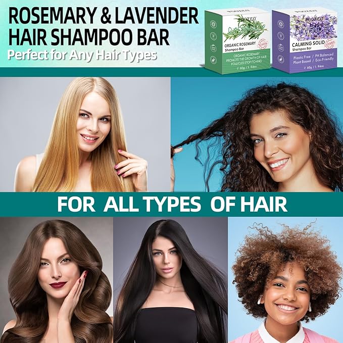 2 Pack Rosemary Lavender Hair Shampoo Bar,Deep Cleansing for Scalp Hair Loss Shampoo Soap,Organic Shampoo Oil Control for Hair Growth,Refreshing and Hydrating Bar,Gifts for Women Men