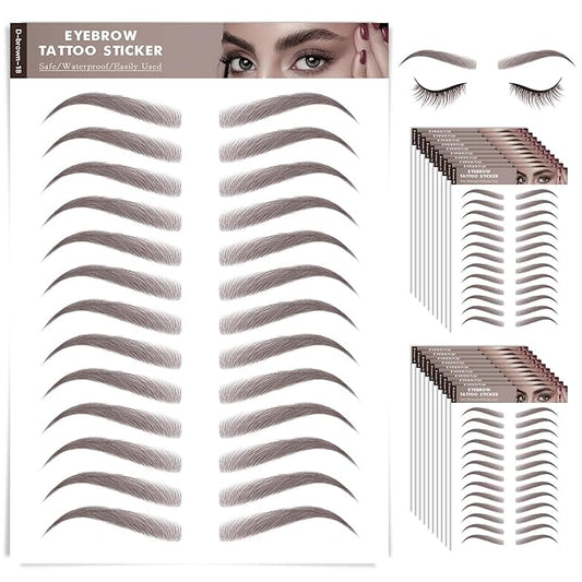 20 Sheets 260 Pairs Eyebrow Tattoo Sticker Waterproof 4D Hair-Like Natural Fake Tattoo Eyebrows Transfers Stickers Peel Off Brows Grooming Shaping Sticker in Vivid Hollywood,Dark Brown