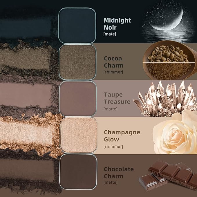 Single Color Matte Eyeshadow with Metal Pan,eyebrow powder, Long-Lasting Natural Nude Color, Base for Smoky Eye Looks, for DIY Empty Magnetic Palette (Taupe Treasure)