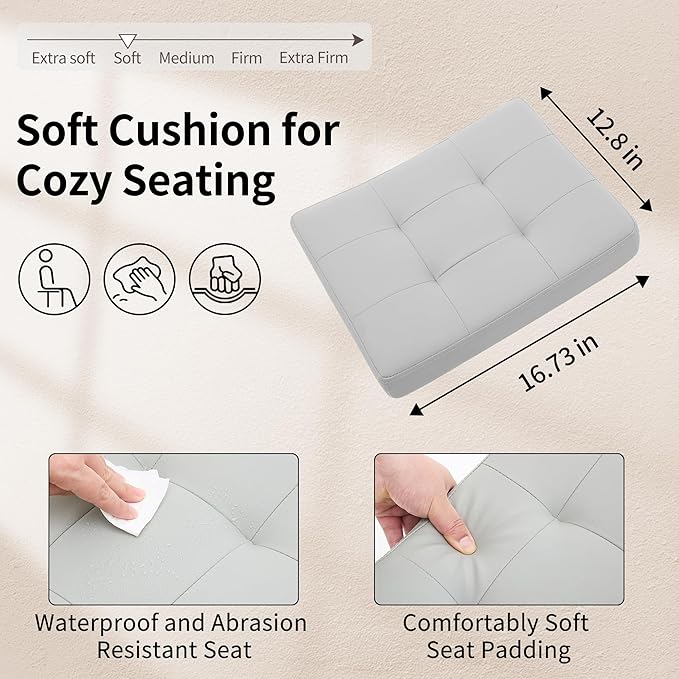 Saddle Stool with Wheels, Swivel Rolling StoolS for Vanity, Adjustable Height Tattoo Stool 17"-21" (Gray)