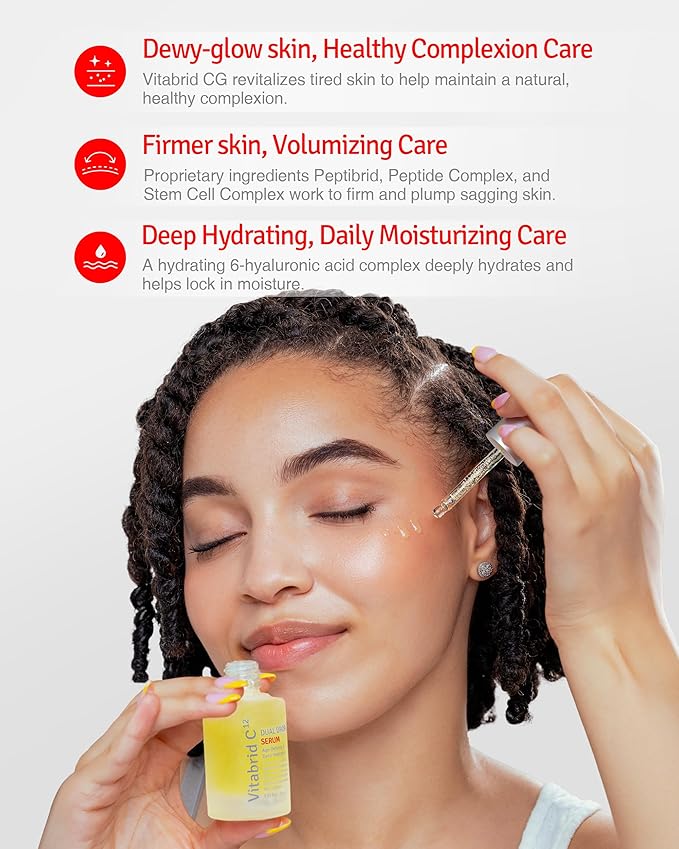 Dual Drop Serum - Hydrating & Antioxidant Face Serum with Peptides, Vitamin C, Hyaluronic Acid - Reduces Fine Lines and Wrinkles, Youthful Skin Glow - Highly Concentrated, Fragrance-Free, 1.02 fl.oz.