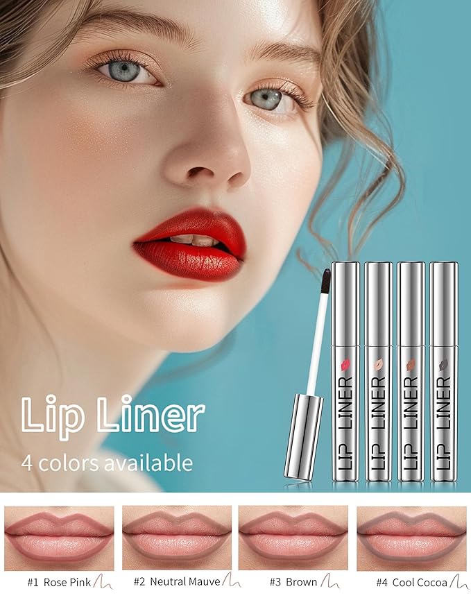 Erinde Lip Liner Peel Off Lip Stain, Long Wear Tattoo Lip Liner with Tweezer, Matte Peel Off Lipliner Stain, Long Lasting, Waterproof, Transfer-proof, Easy to Use & Natural Finish, Rose Pink