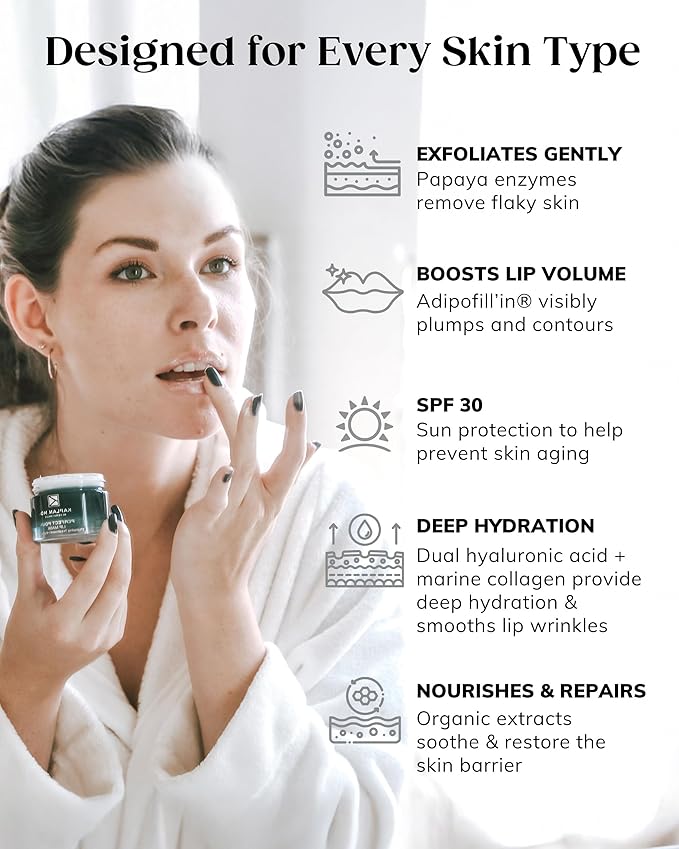 KAPLAN MD Perfect Pout Lip Mask & SPF 30 Lip Balm Duo – Hydrating Treatment with Hyaluronic Acid – Lip Mask (1 oz) + Rose Blush Balm (0.35 oz)