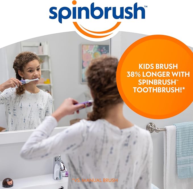 Spinbrush Mermaid & Unicorn Kids Electric Toothbrush 2-Pack, Battery-Powered, Soft Bristles