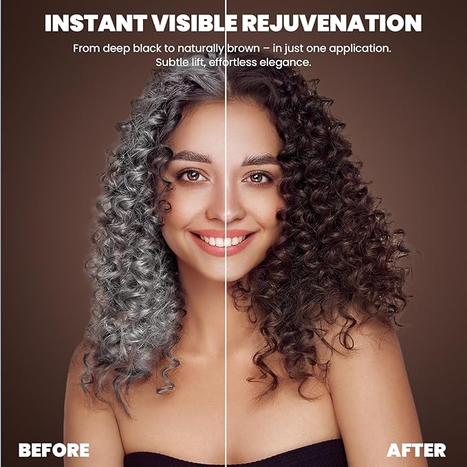 Instant Dark Brown Hair Dye Shampoo for Women, Hair Color Shampoo for Gray Hair, 3 in 1-100% Gray Coverage - Natural Plant Ingredients, 16.9OZ/500ML