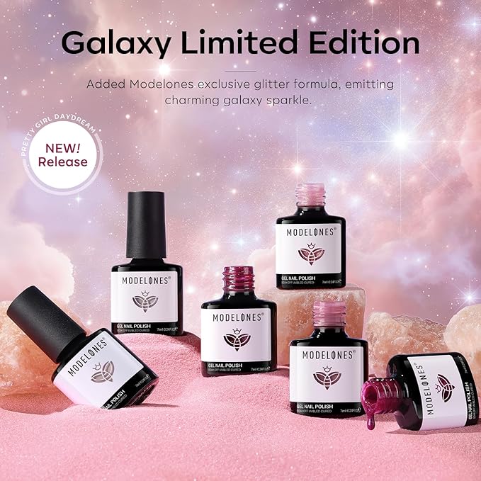 modelones Gel Nail Polish Set, 6 colors Neutral Nude Pink Gel Polish Pearl White Burgundy Red Shimmer Peach Pink Galaxy Grape Purple Glitter Nail Polish DIY Nail Art Manicure Gift
