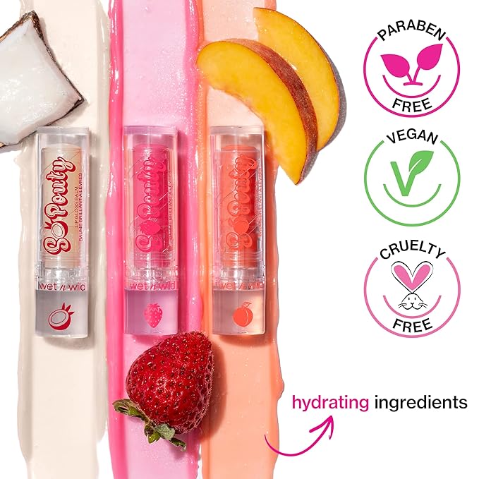 wet n wild Perfect Pout So Pouty Shine Tinted Lip Balm Coconut Flavored, Hyaluronic Acid, Vegan Collagen, Moisturizing For Dry Lip Care, Clear (Pack of 2)