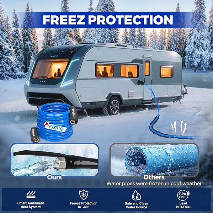 20FT Heated Water Hose for RV, Heated Drinking Water Hose, Low Temperature Resistant to -40°F, RV Accessories for Camper, Outdoor, Garden, Livestock & Agriculture(20FT)