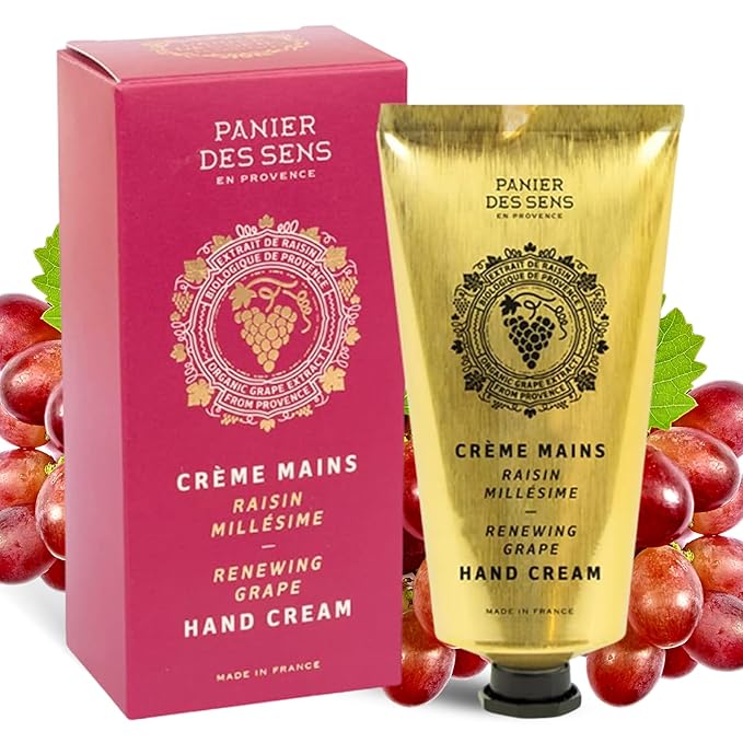Panier des Sens Grape Hand Cream - Nourishing Shea Butter Hand Cream for Dry Cracked Hands 97% Natural Ingredients - Dermatologically Tested Hand Lotion for Woman Made in France, 2.5 fl oz