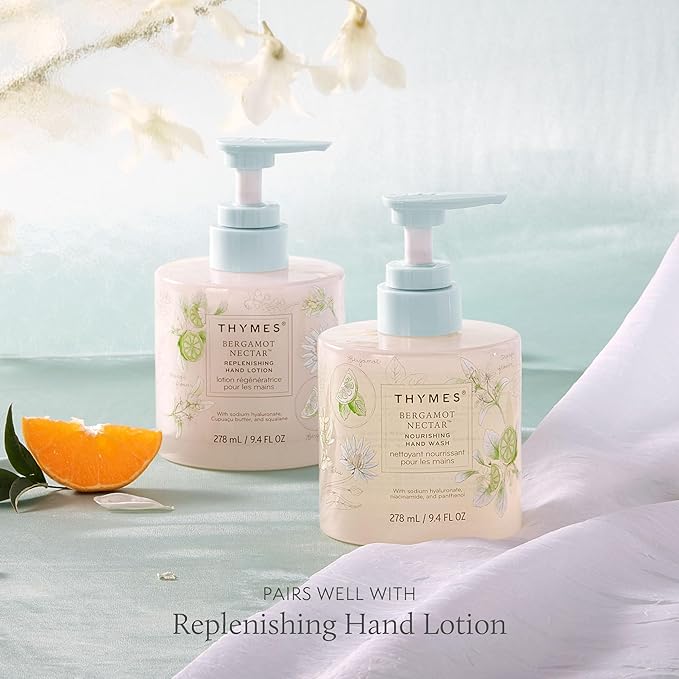 Thymes Nourishing Hand Wash - Liquid Hand Soap for Bathroom or Kitchen - Liquid Soap with Notes of Bergamot, Lemon, Orange Flower, Lotus & Sandalwood (Bergamot Nectar, 9.4 fl oz)