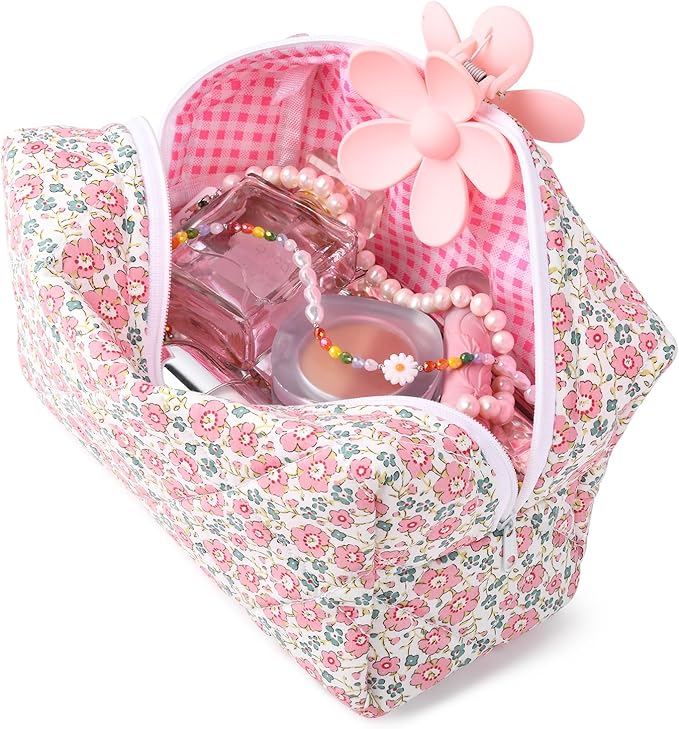 Soidram floral makeup bag quilted